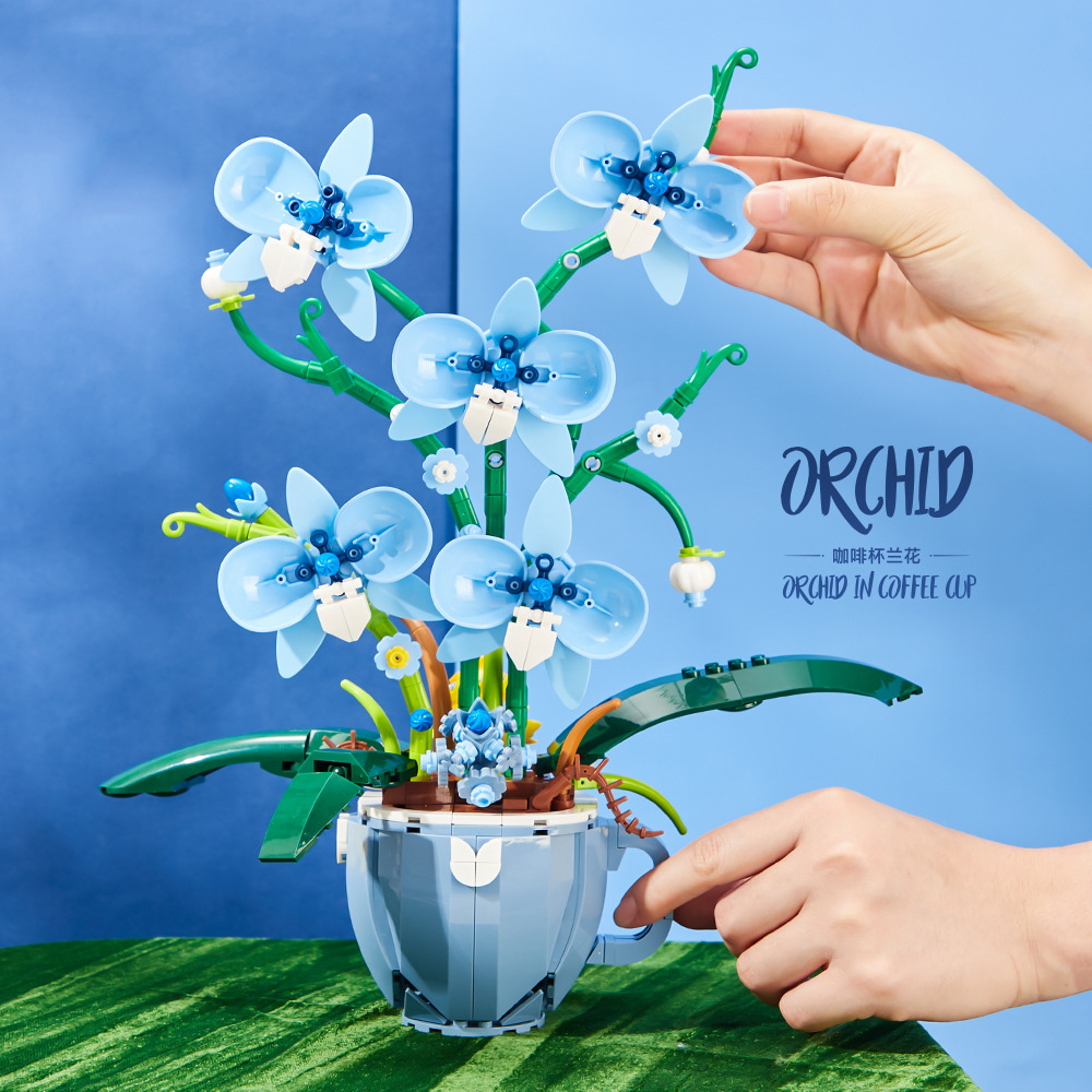 Plant Parent Day - 567PCS Blue Orchid Building Blocks Romantic
